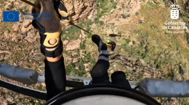 Rescatada en helicóptero una senderista herida tras una caída en Tejeda